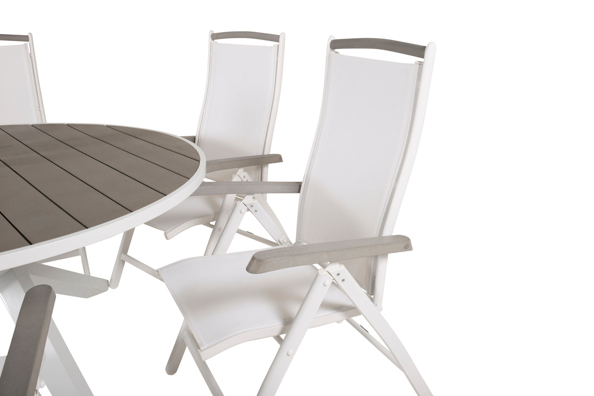 Parma & Albany Spisebord ⌀140 + Positionsstole Hvid