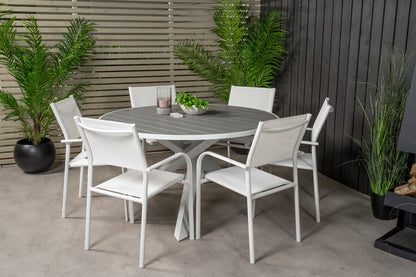 Parma & Santorini Spisebord ⌀140 + Spisebordsstole Hvid