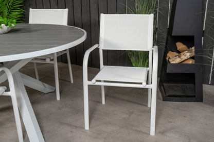 Parma & Santorini Spisebord ⌀140 + Spisebordsstole Hvid