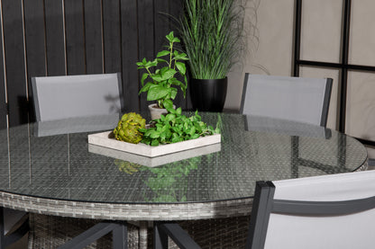 Copacabana & Volta Spisebordsstole + Rundt Spisebord ø150 Grå