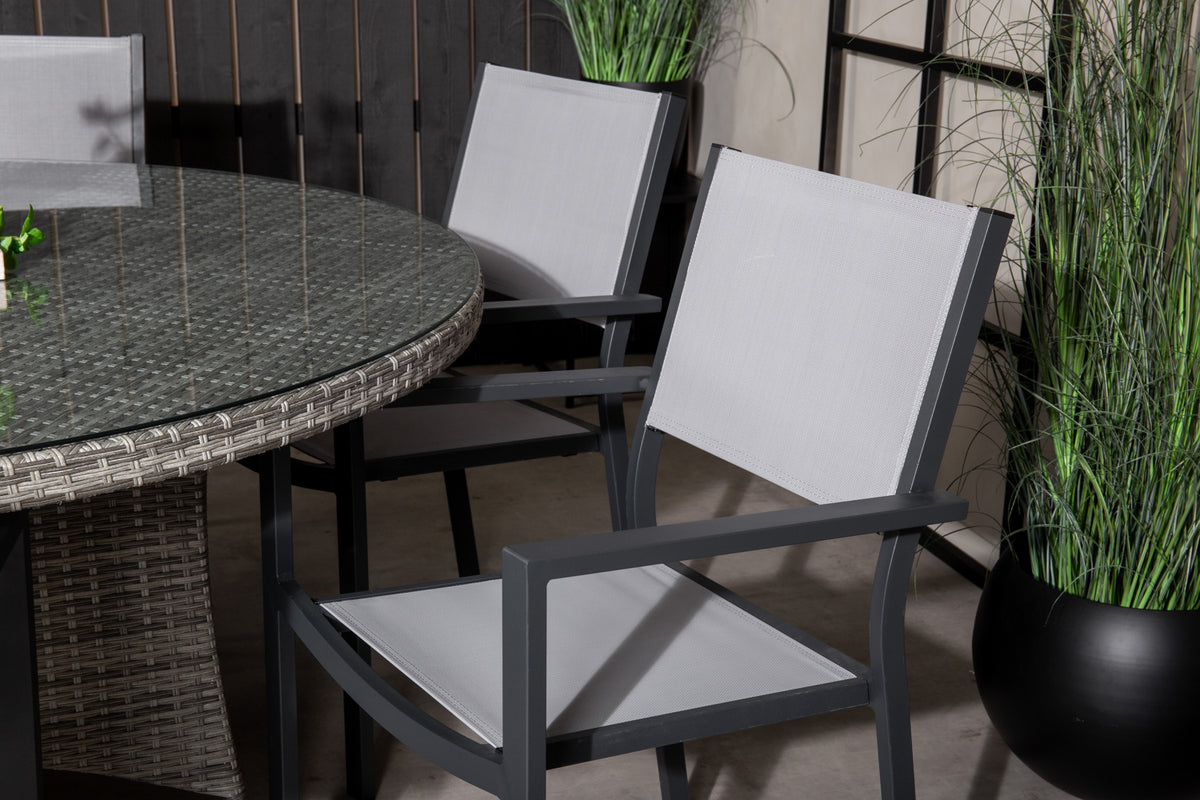 Copacabana & Volta Spisebordsstole + Rundt Spisebord ø150 Grå