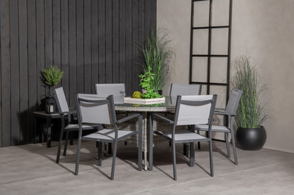 Copacabana & Volta Spisebordsstole + Rundt Spisebord ø150 Grå