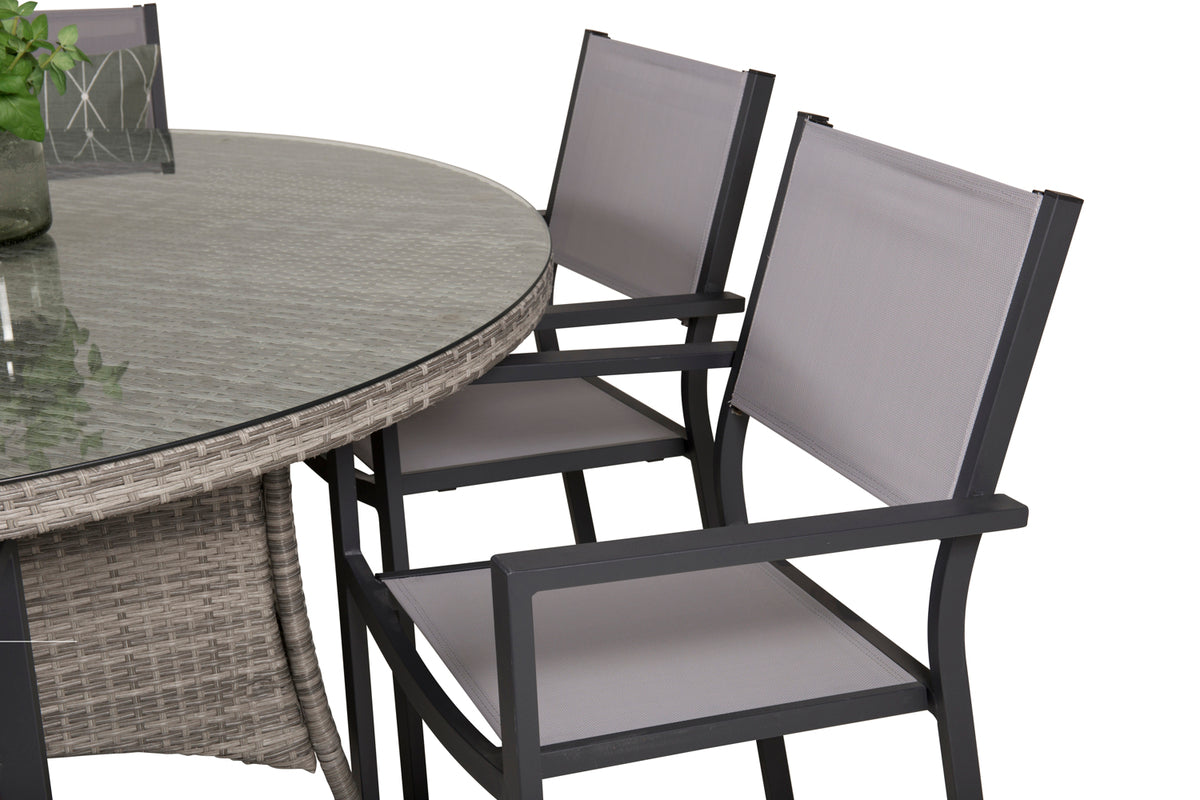 Copacabana & Volta Spisebordsstole + Rundt Spisebord ø150 Grå