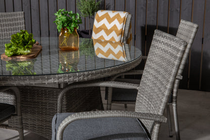 Volta & Anna Rundt Spisebord ø150 Grå + Spisestole Grå