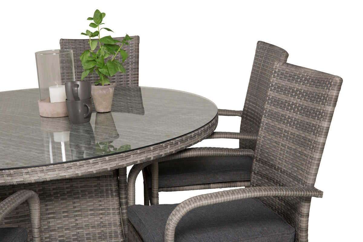 Volta & Anna Rundt Spisebord ø150 Grå + Spisestole Grå