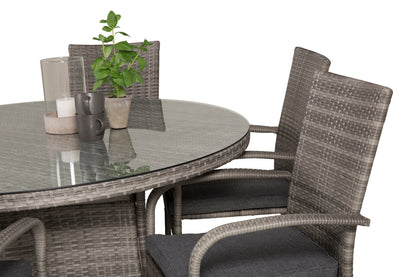 Volta & Anna Rundt Spisebord ø150 Grå + Spisestole Grå