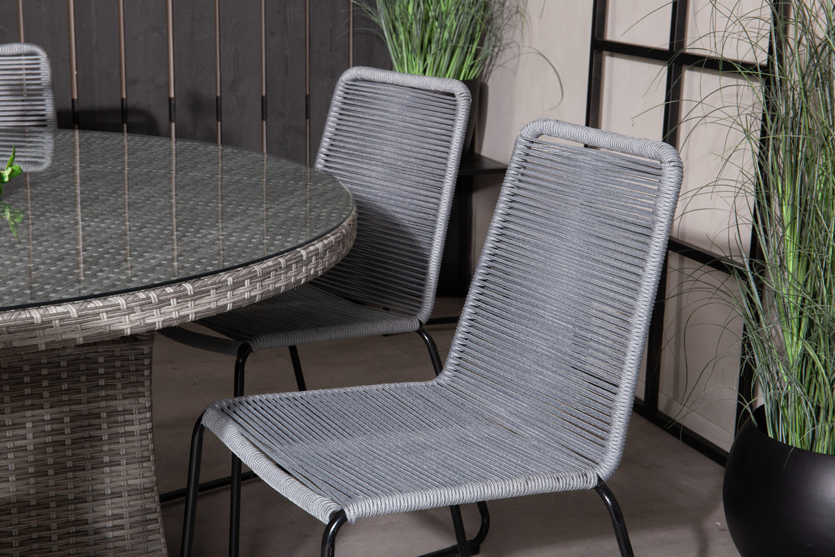 Volta & Lindos Rundt Spisebord ø150 Grå + Spisestole Grå