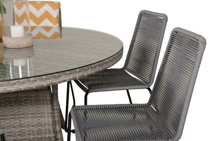 Volta & Lindos Rundt Spisebord ø150 Grå + Spisestole Grå