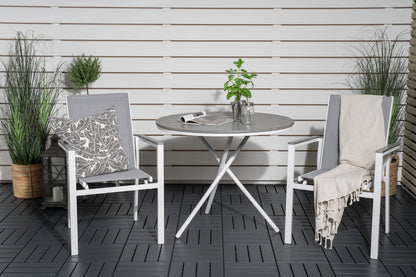 Parma Cafebord 90 Grå + Spisestole Hvid