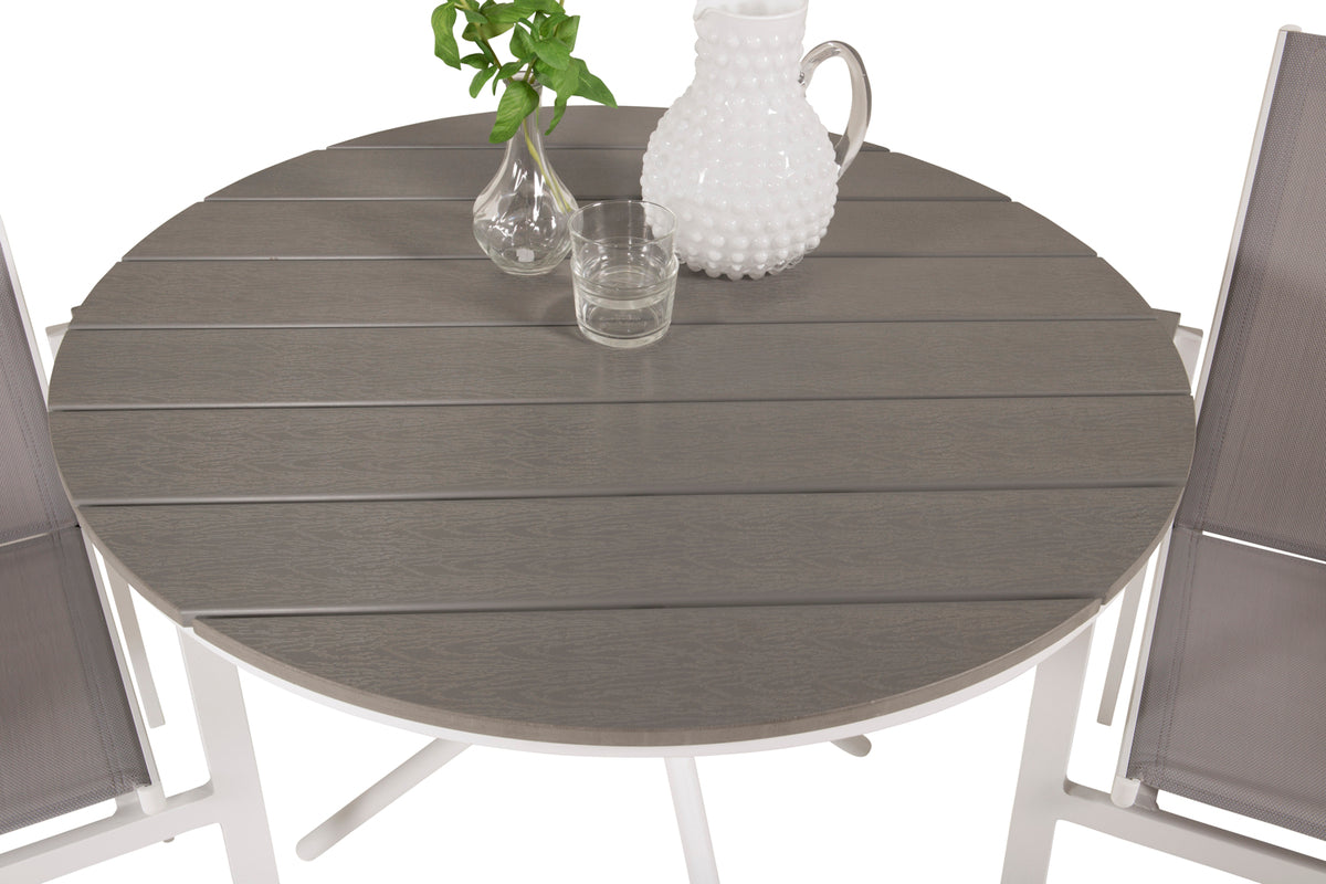 Parma Cafebord 90 Grå + Spisestole Hvid