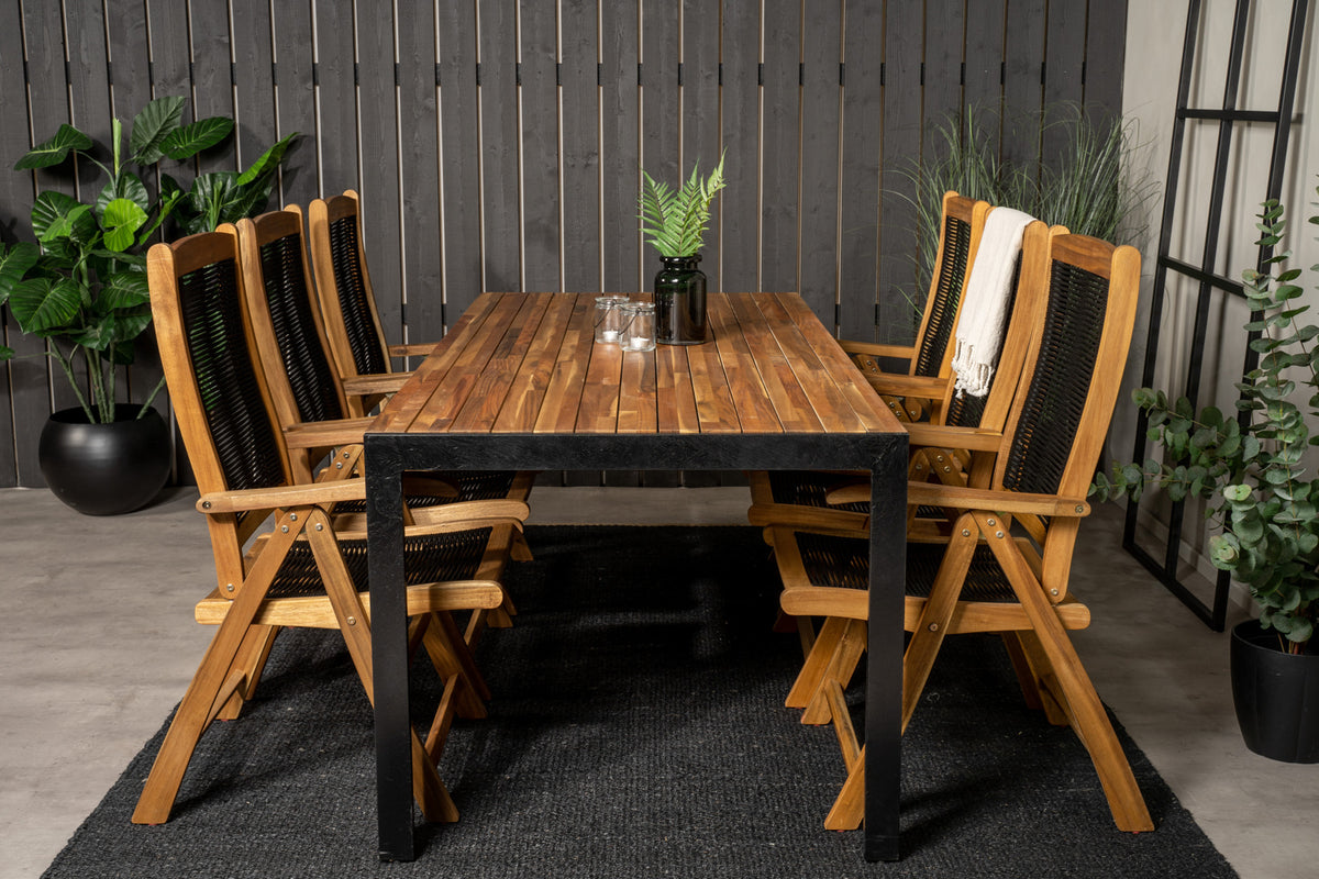 Bois & Peter Spisebord 205x90x75 + Positionsstole Natur