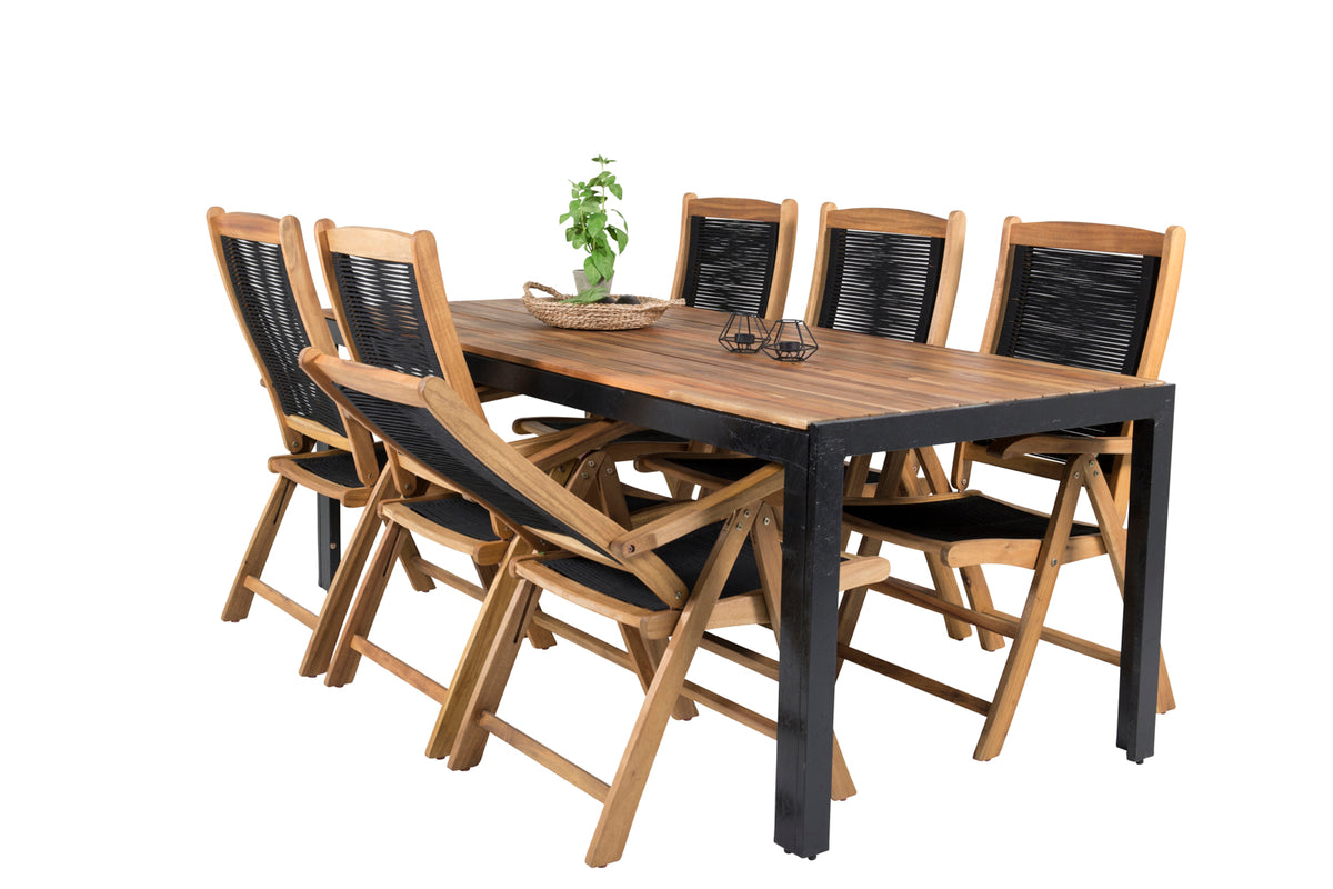 Bois & Peter Spisebord 205x90x75 + Positionsstole Natur