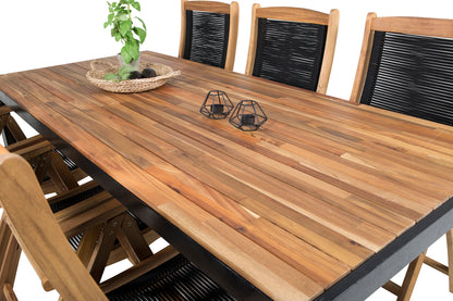 Bois & Peter Spisebord 205x90x75 + Positionsstole Natur