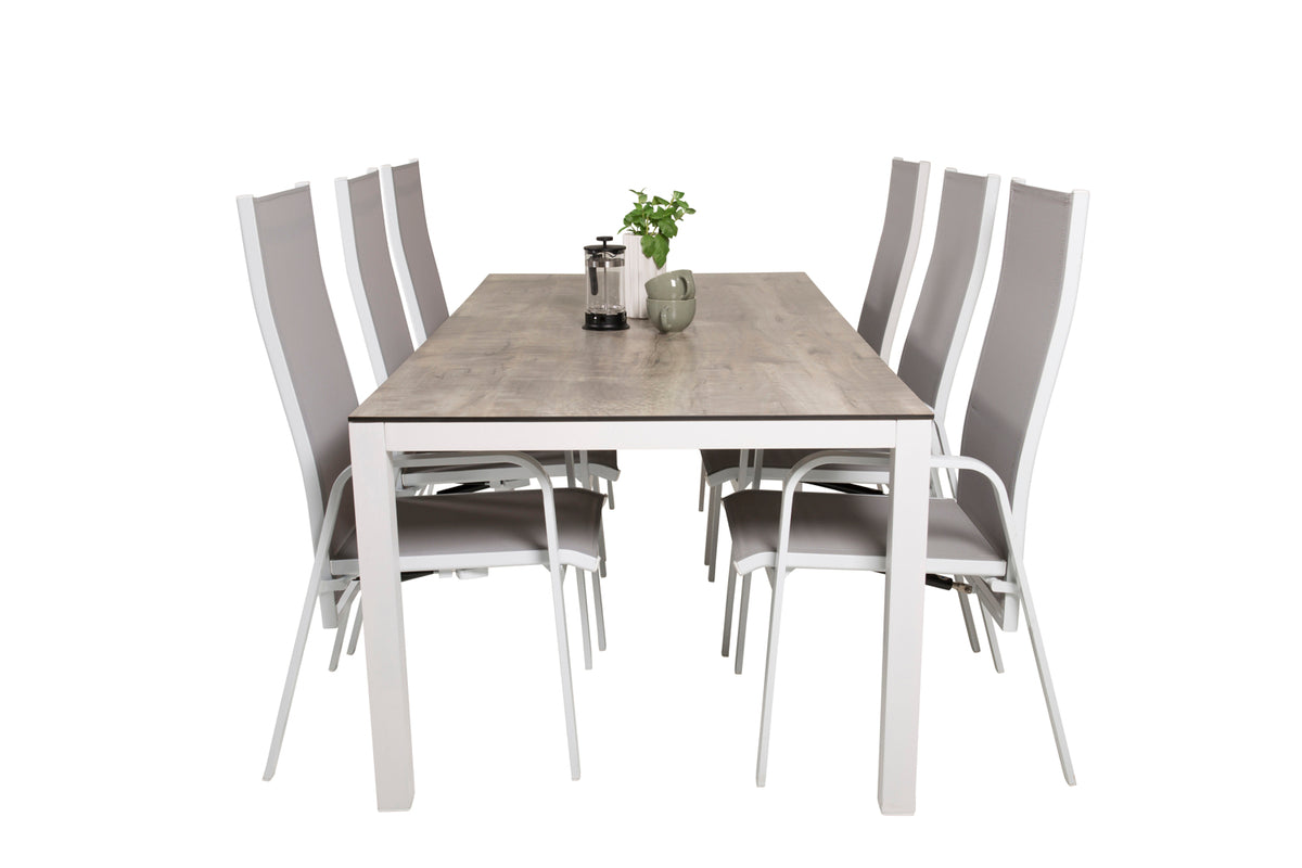 Copacabana & Llama Reclinerstole Grå + Spisebord 205x100