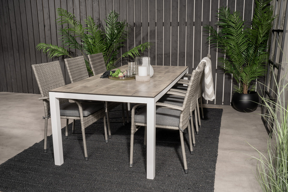 Anna & Llama Spisestole Grå + Spisebord 205x100