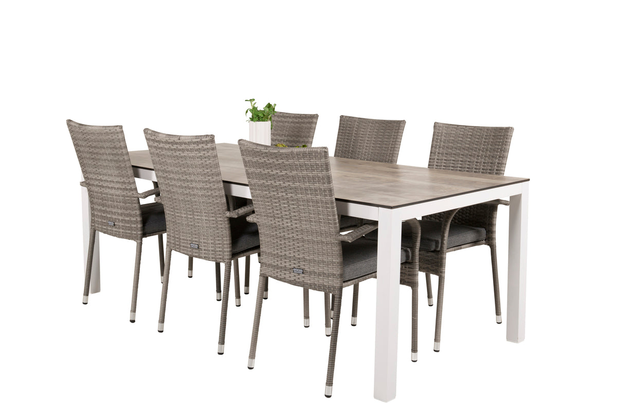 Anna & Llama Spisestole Grå + Spisebord 205x100