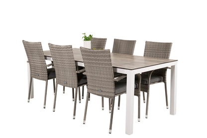 Anna & Llama Spisestole Grå + Spisebord 205x100