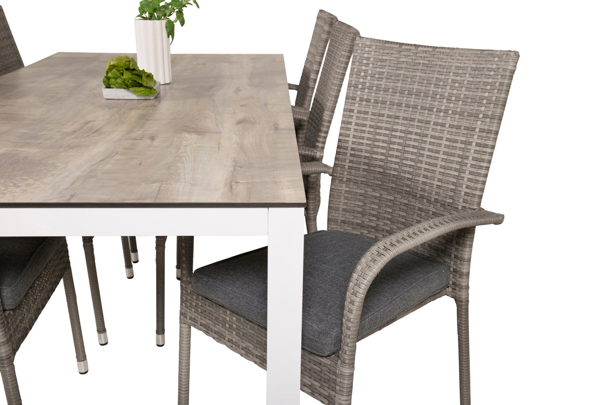 Anna & Llama Spisestole Grå + Spisebord 205x100