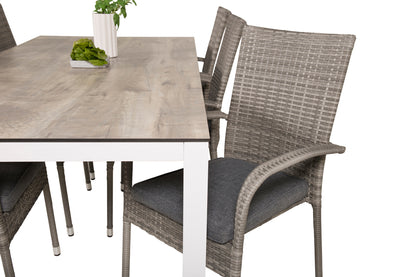 Anna & Llama Spisestole Grå + Spisebord 205x100