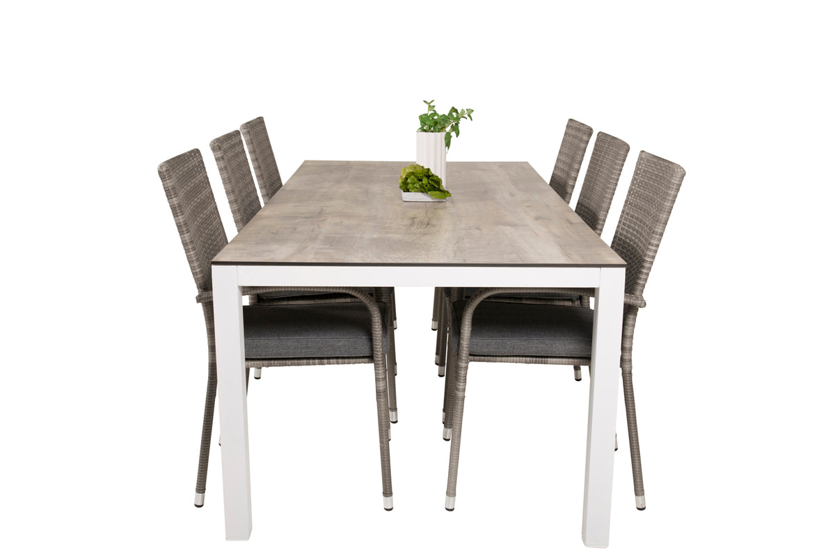 Anna & Llama Spisestole Grå + Spisebord 205x100