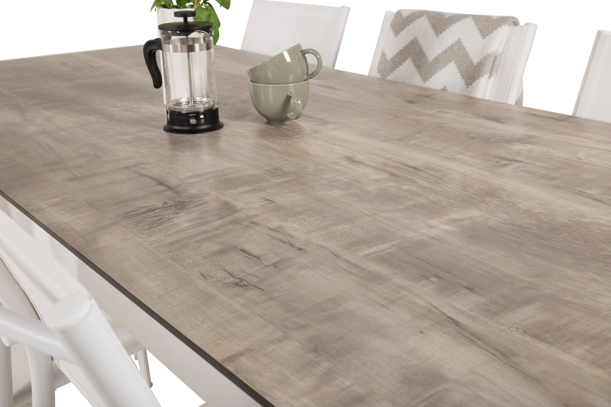 Santorini & Llama Spisestole Hvid + Spisebord 205x100