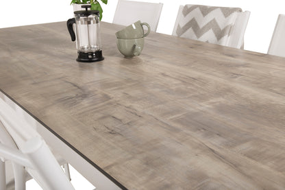 Santorini & Llama Spisestole Hvid + Spisebord 205x100