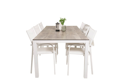 Santorini & Llama Spisestole Hvid + Spisebord 205x100