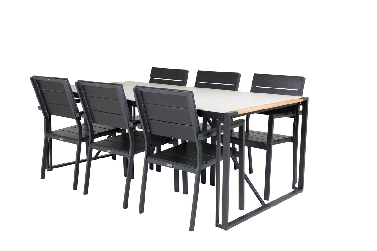 Levels & Texas Spisestole Sort + Spisebord 200x100