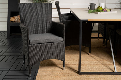 Malin & Texas Spisestole Sort + Spisebord 200x100