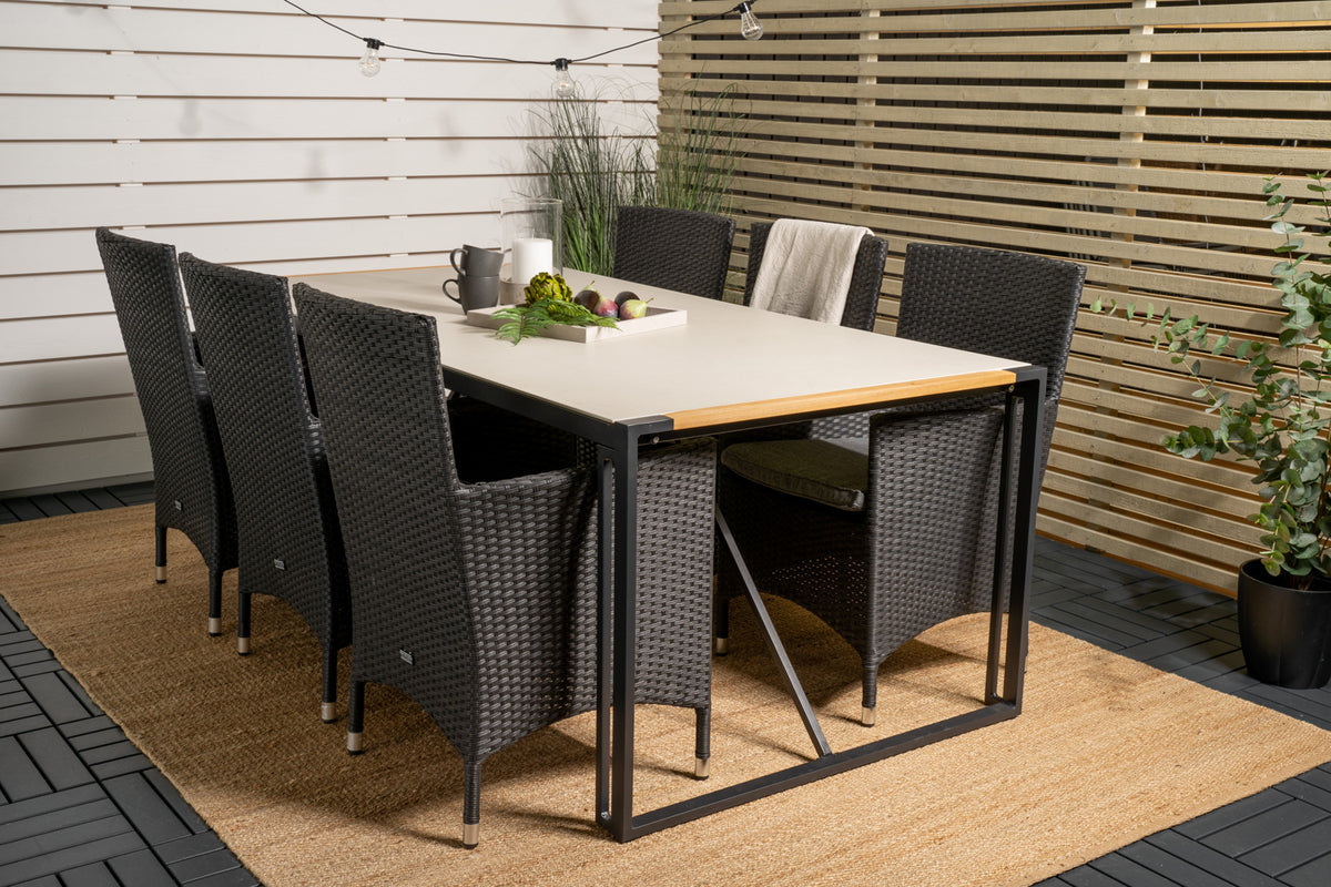 Malin & Texas Spisestole Sort + Spisebord 200x100