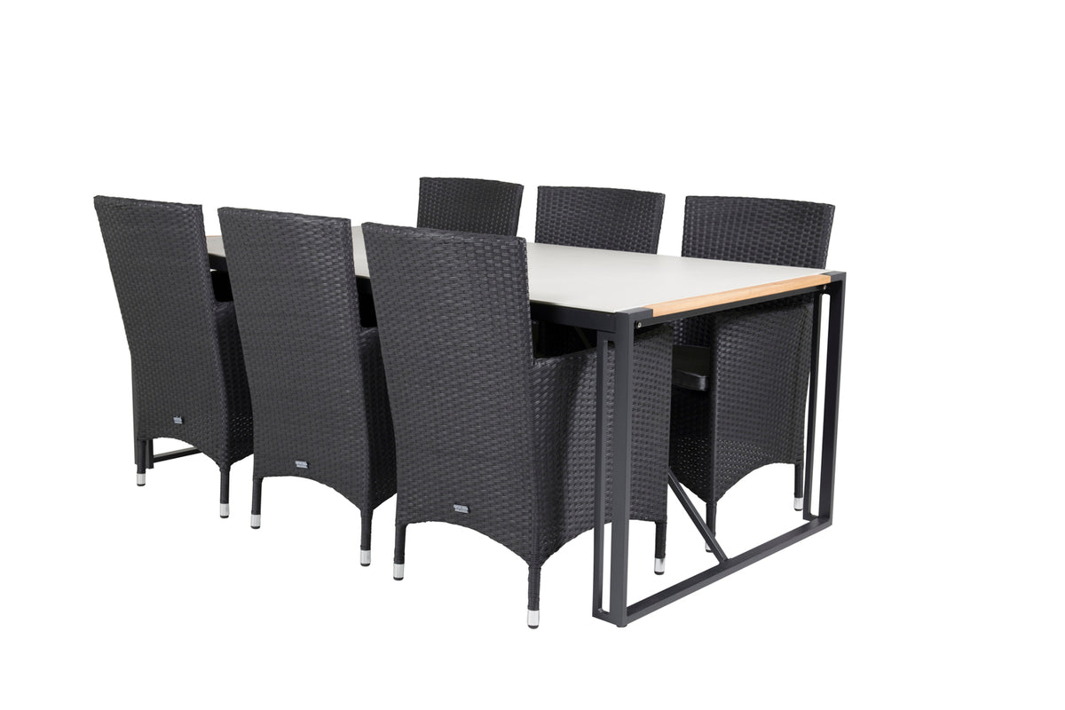 Malin & Texas Spisestole Sort + Spisebord 200x100