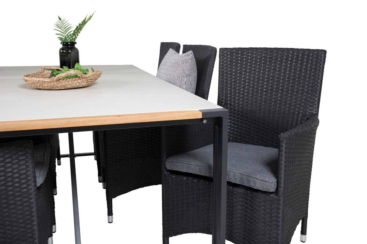 Malin & Texas Spisestole Sort + Spisebord 200x100