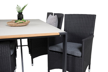 Malin & Texas Spisestole Sort + Spisebord 200x100