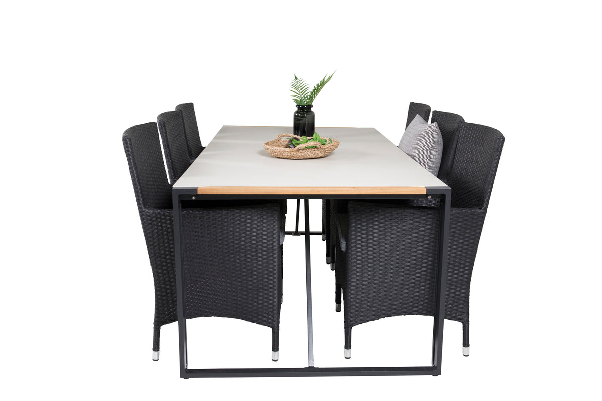 Malin & Texas Spisestole Sort + Spisebord 200x100