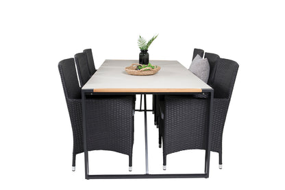 Malin & Texas Spisestole Sort + Spisebord 200x100