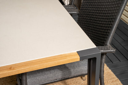 Anna & Texas Spisestole Sort + Spisebord 200x100