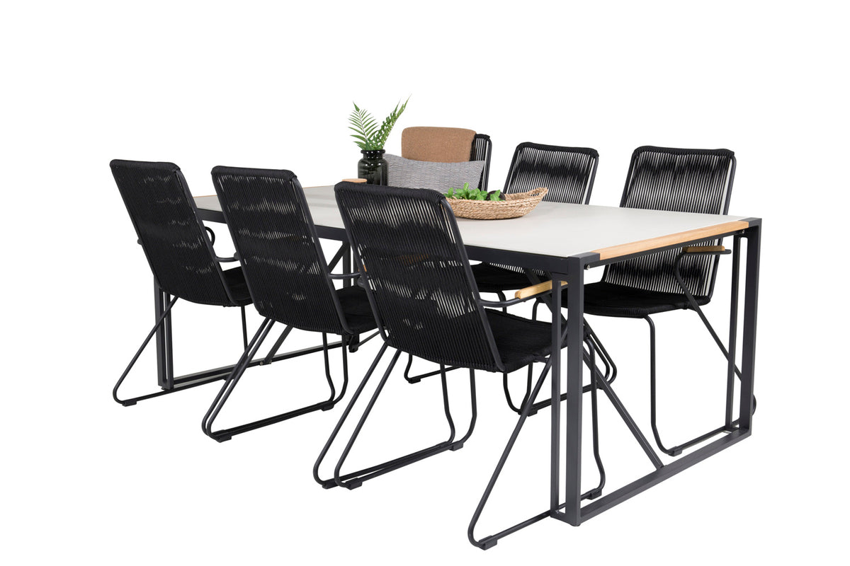 Bois & Texas Spisestole Sort + Spisebord 200x100