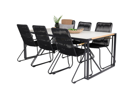 Bois & Texas Spisestole Sort + Spisebord 200x100