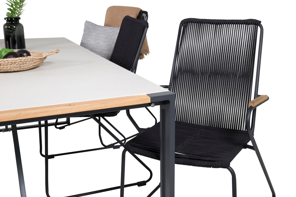 Bois & Texas Spisestole Sort + Spisebord 200x100