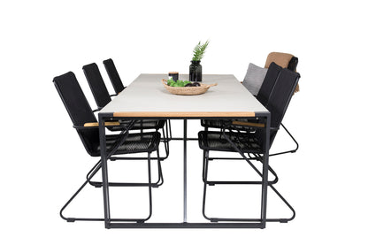 Bois & Texas Spisestole Sort + Spisebord 200x100