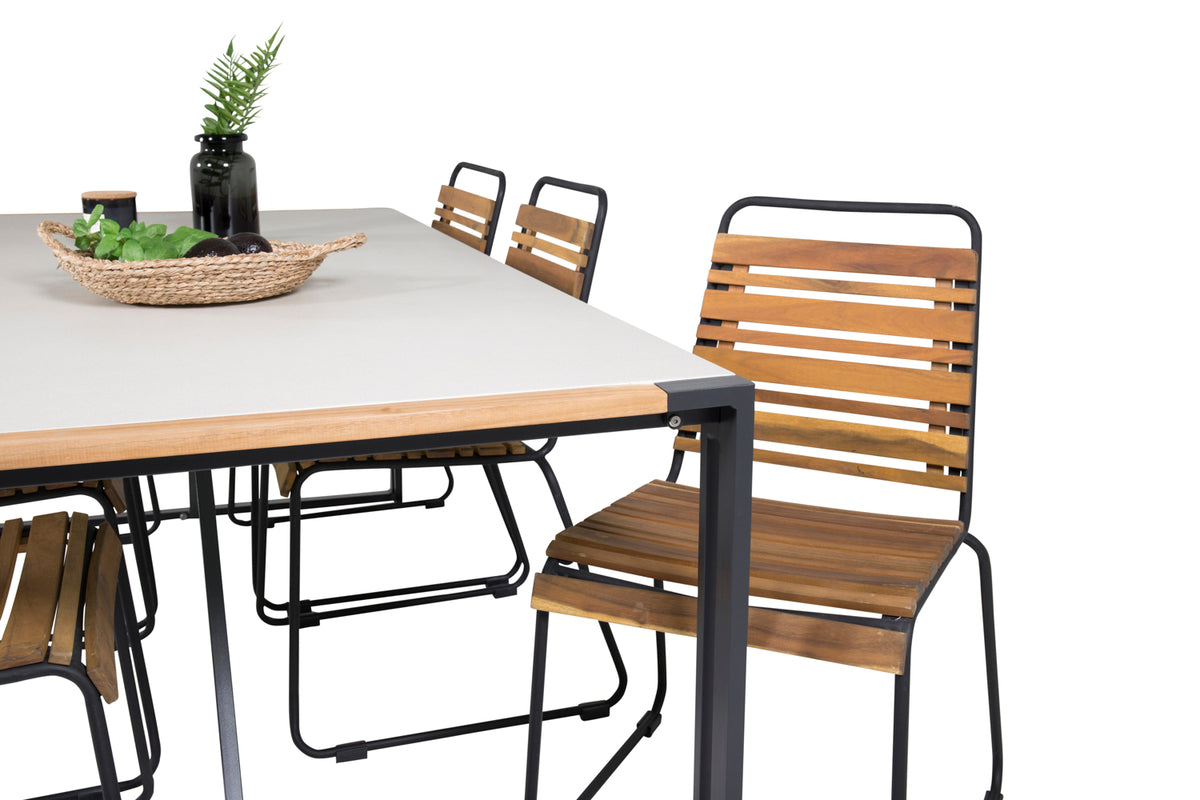 Texas & Bois Spisebord 200x100 + Spisestole Natur