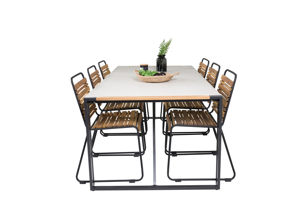 Texas & Bois Spisebord 200x100 + Spisestole Natur