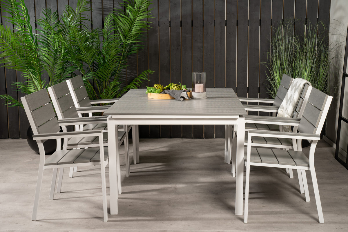 Levels Spisebord 160x100x75 + Spisestole Grå