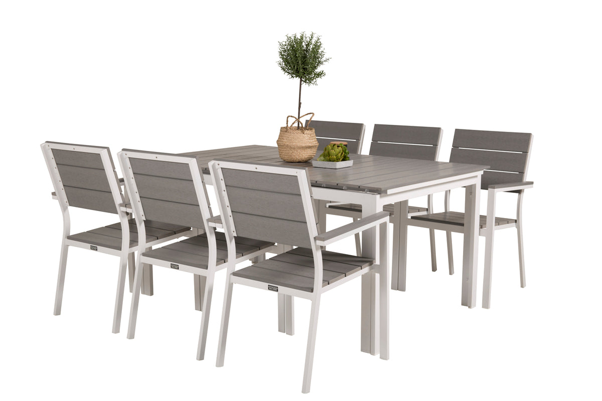 Levels Spisebord 160x100x75 + Spisestole Grå