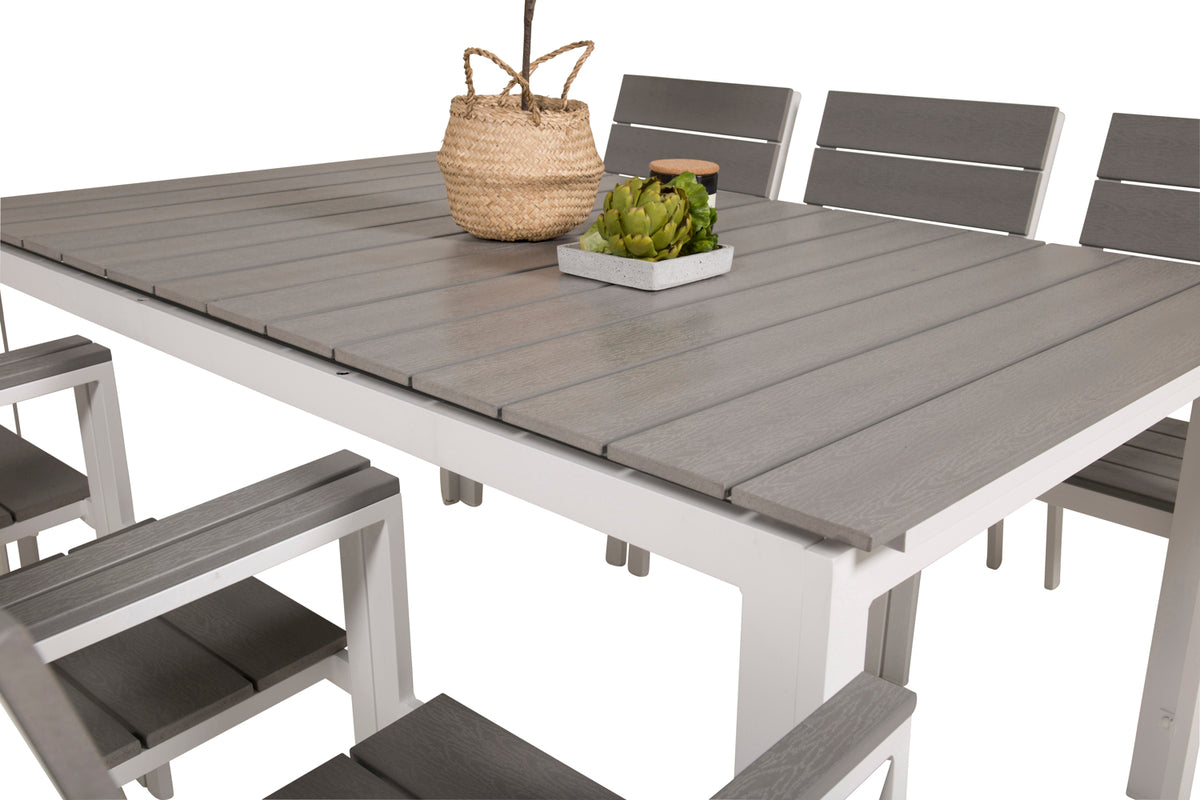 Levels Spisebord 160x100x75 + Spisestole Grå