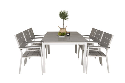 Levels Spisebord 160x100x75 + Spisestole Grå