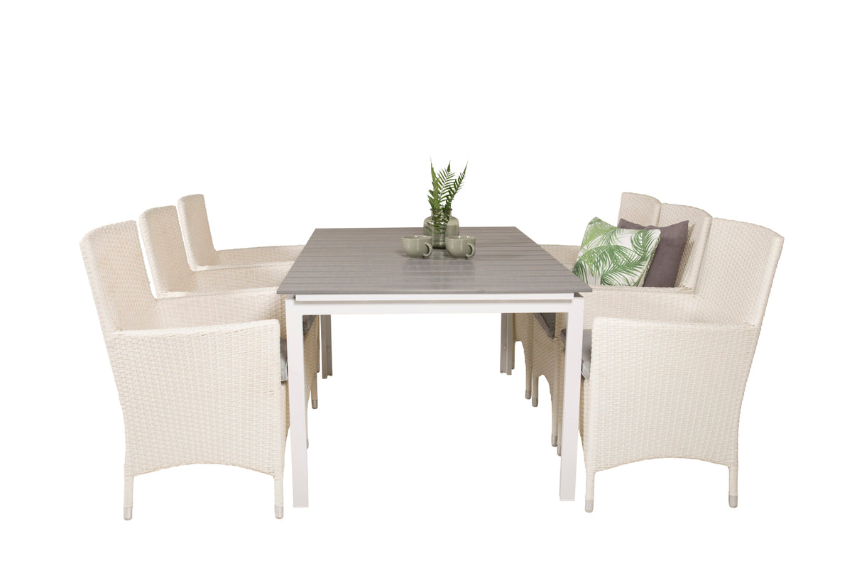 Levels & Malin Spisebord 160x100x75 + Spisestole Hvid