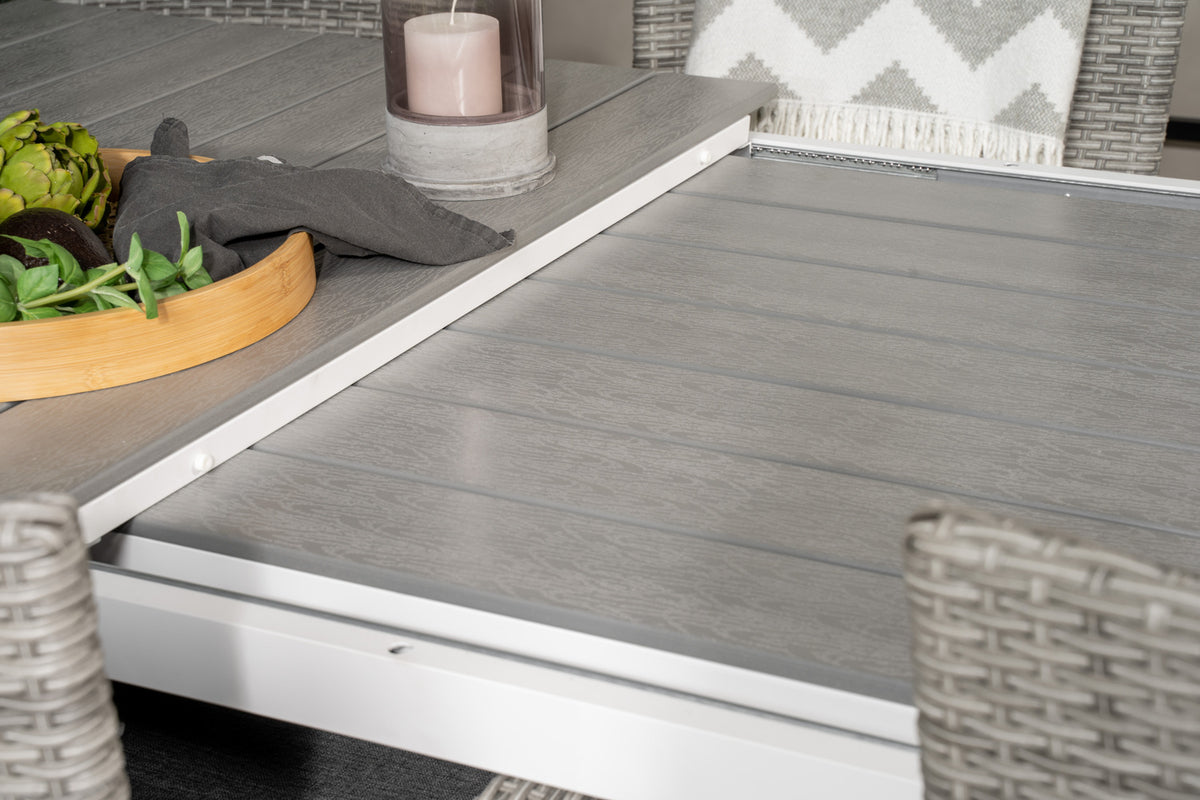 Levels & Malin Spisebord 160x100x75 + Spisestole Grå