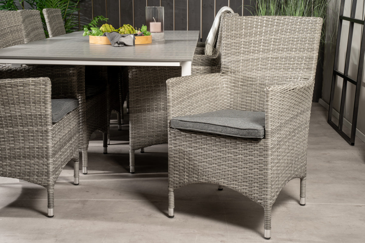 Levels & Malin Spisebord 160x100x75 + Spisestole Grå