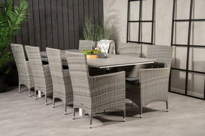 Levels & Malin Spisebord 160x100x75 + Spisestole Grå